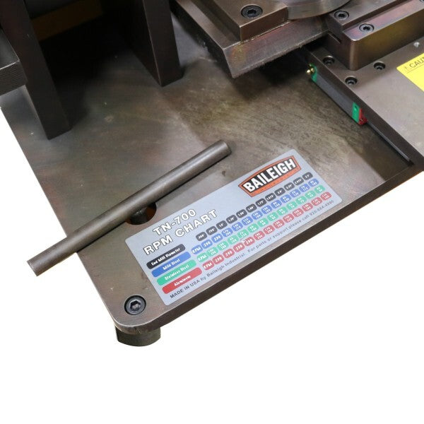 Baileigh TN-700 Endmill Notcher RPM Chart and tools