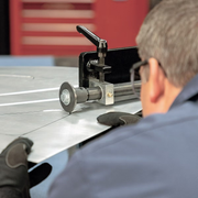 Eastwood 32044 Metal Bead Roller with Dies in use