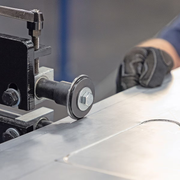 Eastwood 32044 Metal Bead Roller with Dies in use closeup