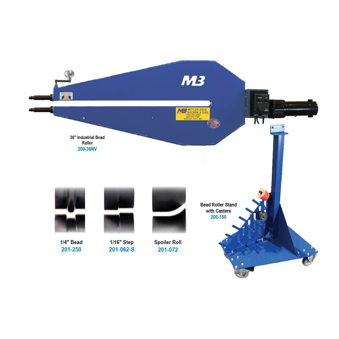 Mittler Bros. 200-36NV-K1 36" Powered Bead Roller Basic Kit